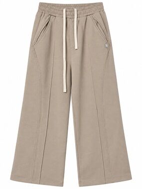 FIOBOC Wide Leg Drawstring Pants Taupe Beige Size L